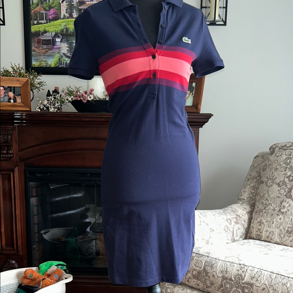 Lacoste Navy and Pink Striped Dress